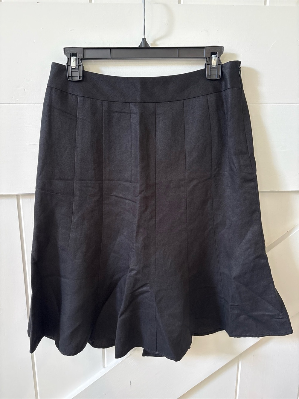 Ann Taylor Loft Flounce Skirt Linen Blend Midi Black Women’s Size 4 Lined Classy